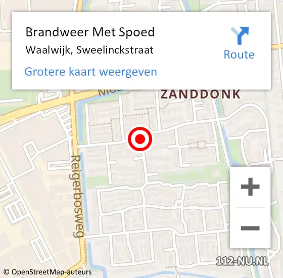 Locatie op kaart van de 112 melding: Brandweer Met Spoed Naar Waalwijk, Sweelinckstraat op 16 augustus 2021 18:13