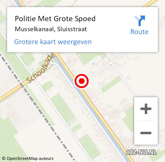 Locatie op kaart van de 112 melding: Politie Met Grote Spoed Naar Musselkanaal, Sluisstraat op 16 augustus 2021 18:36