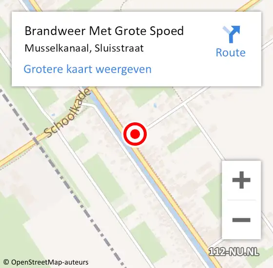 Locatie op kaart van de 112 melding: Brandweer Met Grote Spoed Naar Musselkanaal, Sluisstraat op 16 augustus 2021 18:37