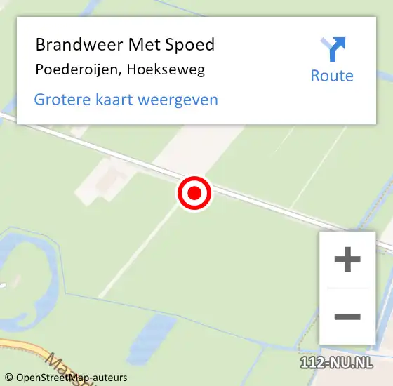 Locatie op kaart van de 112 melding: Brandweer Met Spoed Naar Poederoijen, Hoekseweg op 16 augustus 2021 18:39