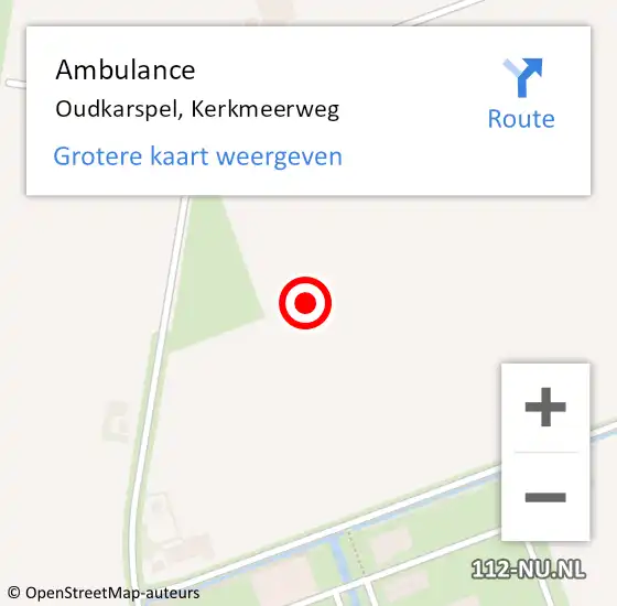 Locatie op kaart van de 112 melding: Ambulance Oudkarspel, Kerkmeerweg op 16 augustus 2021 18:47
