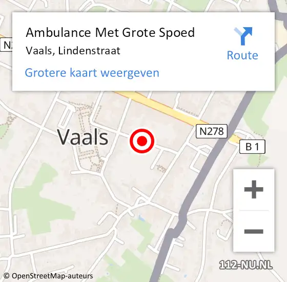 Locatie op kaart van de 112 melding: Ambulance Met Grote Spoed Naar Vaals, Lindenstraat op 19 juni 2014 22:36