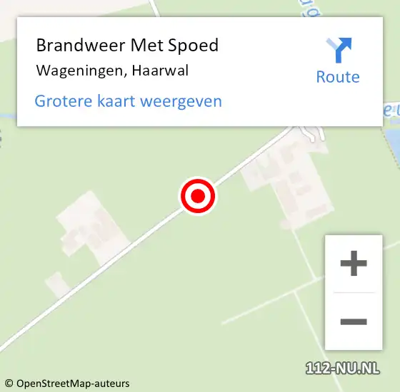 Locatie op kaart van de 112 melding: Brandweer Met Spoed Naar Wageningen, Haarwal op 16 augustus 2021 19:05