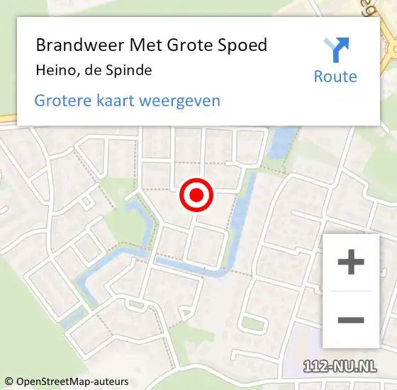 Locatie op kaart van de 112 melding: Brandweer Met Grote Spoed Naar Heino, de Spinde op 16 augustus 2021 19:16