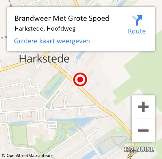 Locatie op kaart van de 112 melding: Brandweer Met Grote Spoed Naar Harkstede, Hoofdweg op 16 augustus 2021 19:27