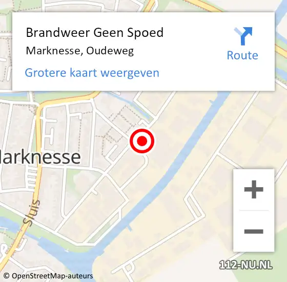 Locatie op kaart van de 112 melding: Brandweer Geen Spoed Naar Marknesse, Oudeweg op 16 augustus 2021 19:34