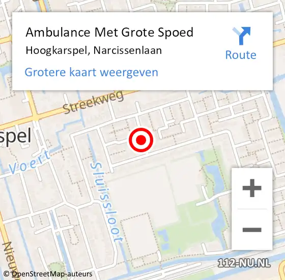 Locatie op kaart van de 112 melding: Ambulance Met Grote Spoed Naar Hoogkarspel, Narcissenlaan op 16 augustus 2021 19:37