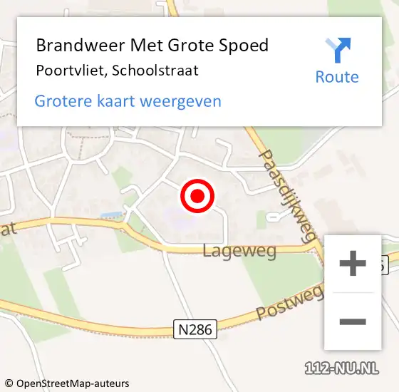 Locatie op kaart van de 112 melding: Brandweer Met Grote Spoed Naar Poortvliet, Schoolstraat op 16 augustus 2021 19:38