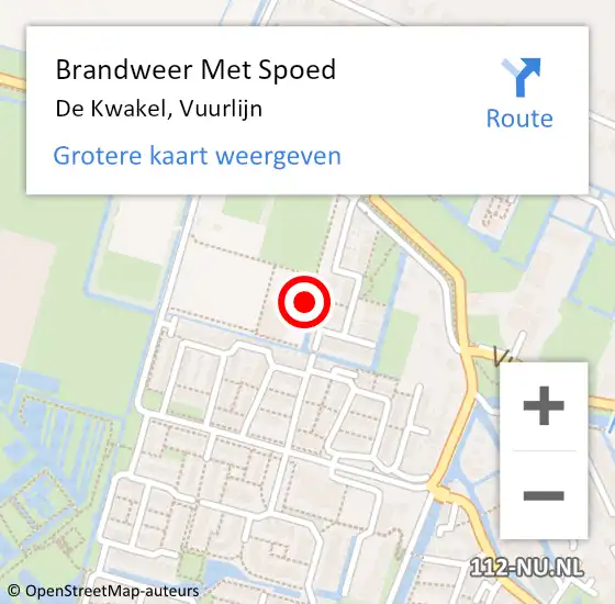 Locatie op kaart van de 112 melding: Brandweer Met Spoed Naar De Kwakel, Vuurlijn op 16 augustus 2021 19:38