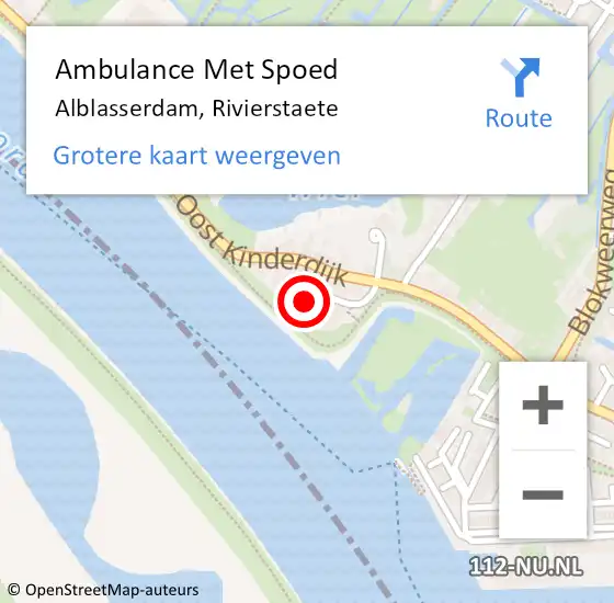 Locatie op kaart van de 112 melding: Ambulance Met Spoed Naar Alblasserdam, Rivierstaete op 16 augustus 2021 19:51