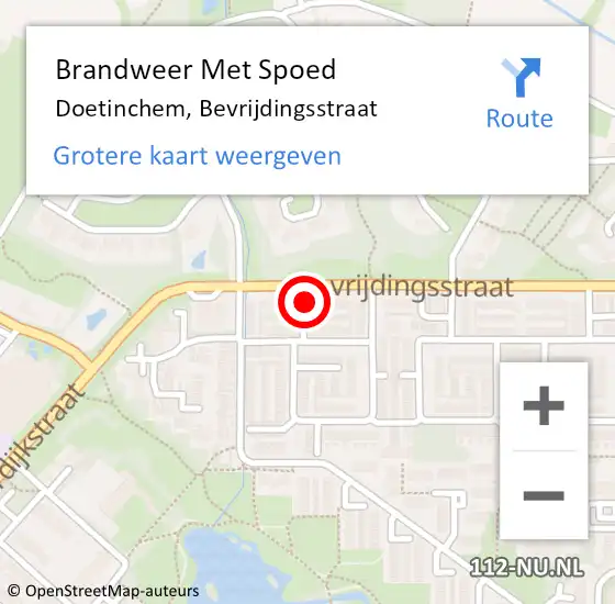 Locatie op kaart van de 112 melding: Brandweer Met Spoed Naar Doetinchem, Bevrijdingsstraat op 16 augustus 2021 20:08