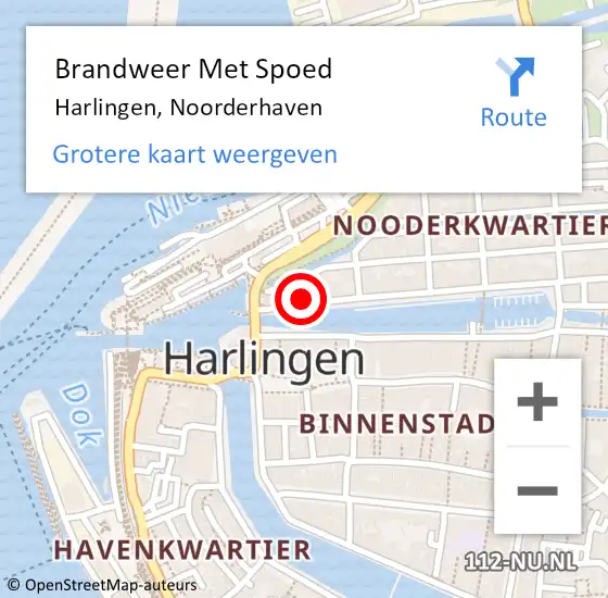 Locatie op kaart van de 112 melding: Brandweer Met Spoed Naar Harlingen, Noorderhaven op 16 augustus 2021 20:13