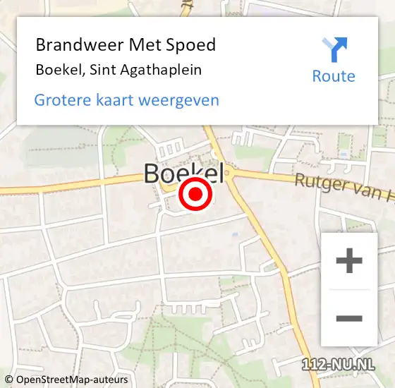 Locatie op kaart van de 112 melding: Brandweer Met Spoed Naar Boekel, Sint Agathaplein op 16 augustus 2021 20:45