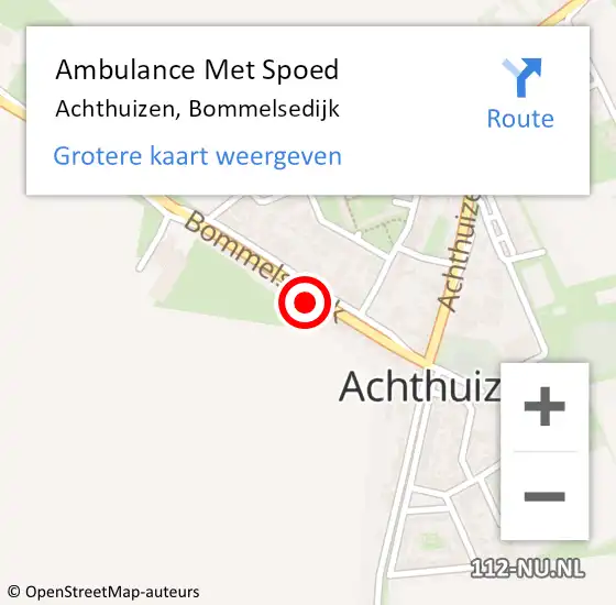 Locatie op kaart van de 112 melding: Ambulance Met Spoed Naar Achthuizen, Bommelsedijk op 16 augustus 2021 20:49