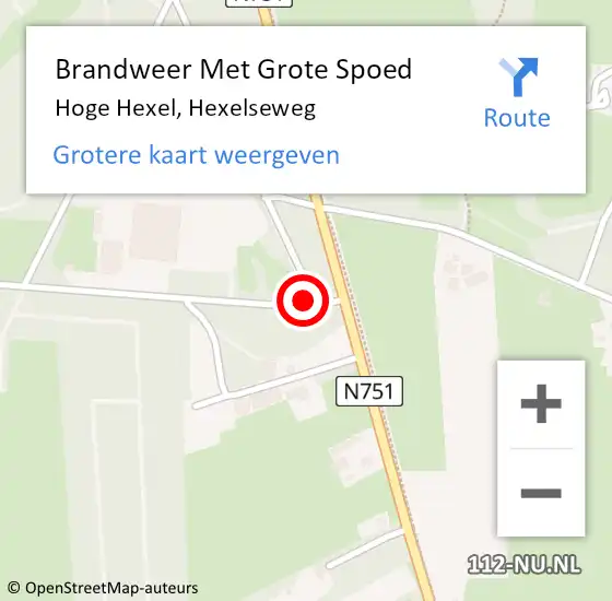 Locatie op kaart van de 112 melding: Brandweer Met Grote Spoed Naar Hoge Hexel, Hexelseweg op 16 augustus 2021 20:52