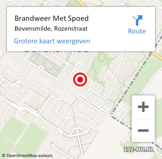Locatie op kaart van de 112 melding: Brandweer Met Spoed Naar Bovensmilde, Rozenstraat op 16 augustus 2021 21:27