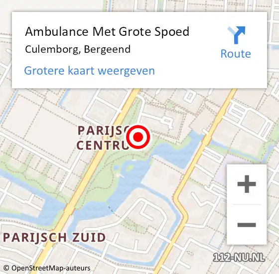 Locatie op kaart van de 112 melding: Ambulance Met Grote Spoed Naar Culemborg, Bergeend op 16 augustus 2021 21:59