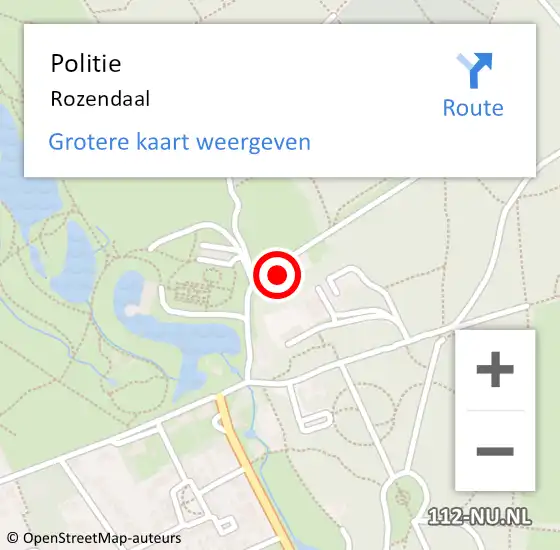 Locatie op kaart van de 112 melding: Politie Rozendaal op 16 augustus 2021 22:01