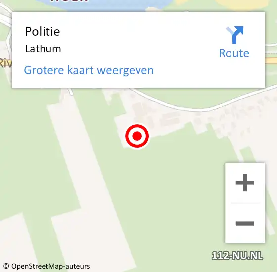 Locatie op kaart van de 112 melding: Politie Lathum op 16 augustus 2021 22:23