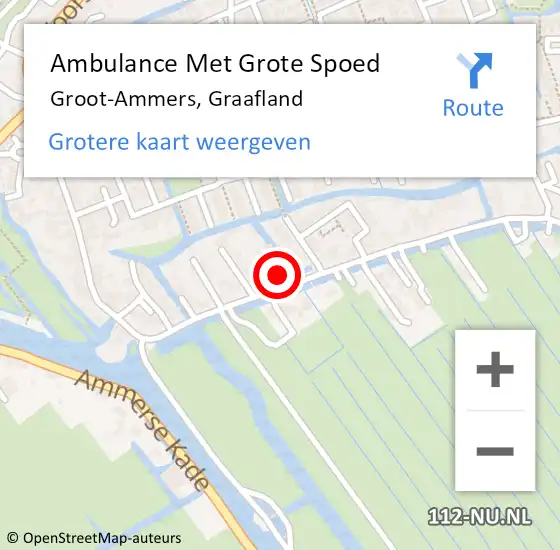 Locatie op kaart van de 112 melding: Ambulance Met Grote Spoed Naar Groot-Ammers, Graafland op 16 augustus 2021 22:29