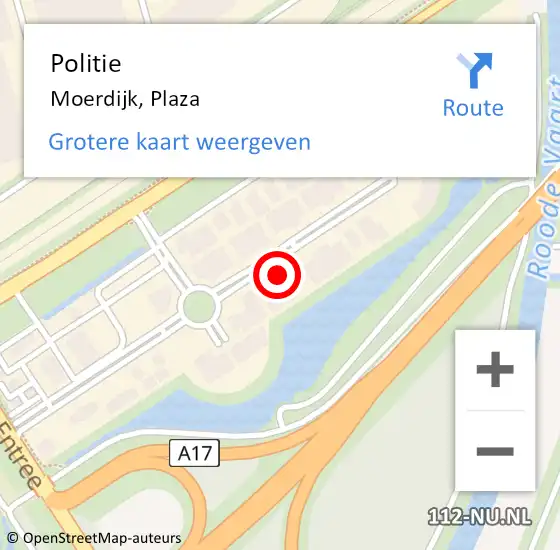 Locatie op kaart van de 112 melding: Politie Moerdijk, Plaza op 16 augustus 2021 23:01