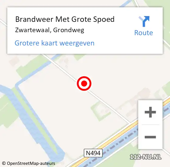 Locatie op kaart van de 112 melding: Brandweer Met Grote Spoed Naar Zwartewaal, Grondweg op 16 augustus 2021 23:02