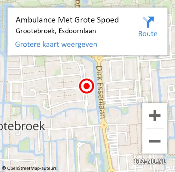 Locatie op kaart van de 112 melding: Ambulance Met Grote Spoed Naar Grootebroek, Esdoornlaan op 16 augustus 2021 23:06