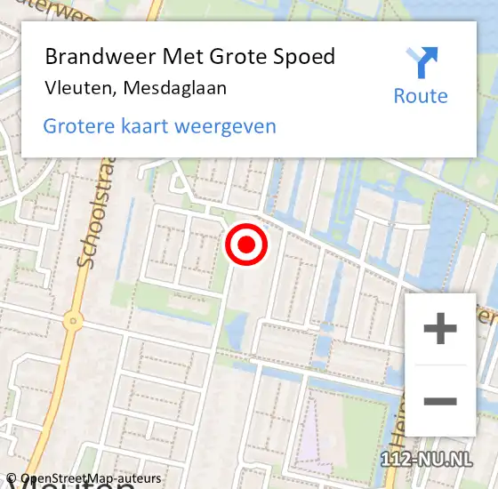 Locatie op kaart van de 112 melding: Brandweer Met Grote Spoed Naar Vleuten, Mesdaglaan op 16 augustus 2021 23:10