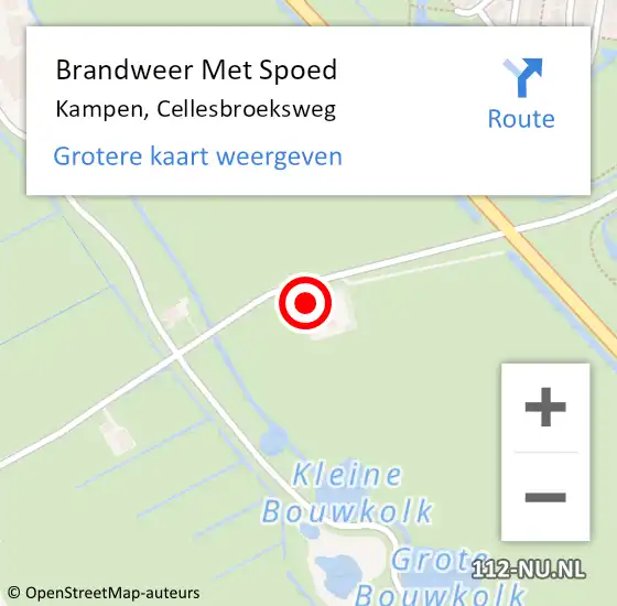 Locatie op kaart van de 112 melding: Brandweer Met Spoed Naar Kampen, Cellesbroeksweg op 16 augustus 2021 23:11