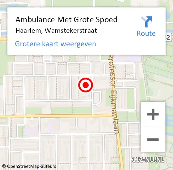 Locatie op kaart van de 112 melding: Ambulance Met Grote Spoed Naar Haarlem, Wamstekerstraat op 17 augustus 2021 00:02