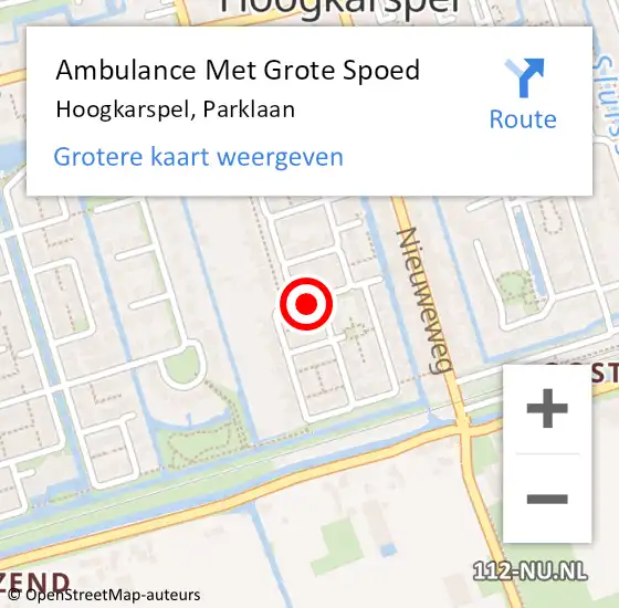 Locatie op kaart van de 112 melding: Ambulance Met Grote Spoed Naar Hoogkarspel, Parklaan op 17 augustus 2021 00:09