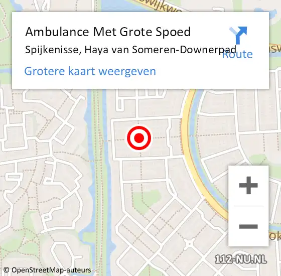 Locatie op kaart van de 112 melding: Ambulance Met Grote Spoed Naar Spijkenisse, Haya van Someren-Downerpad op 17 augustus 2021 00:58