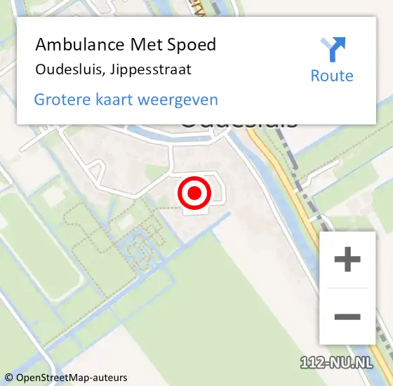 Locatie op kaart van de 112 melding: Ambulance Met Spoed Naar Oudesluis, Jippesstraat op 17 augustus 2021 03:28