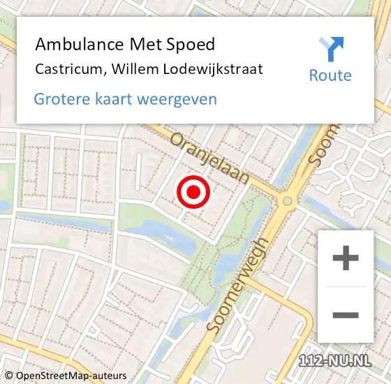 Locatie op kaart van de 112 melding: Ambulance Met Spoed Naar Castricum, Willem Lodewijkstraat op 17 augustus 2021 04:02