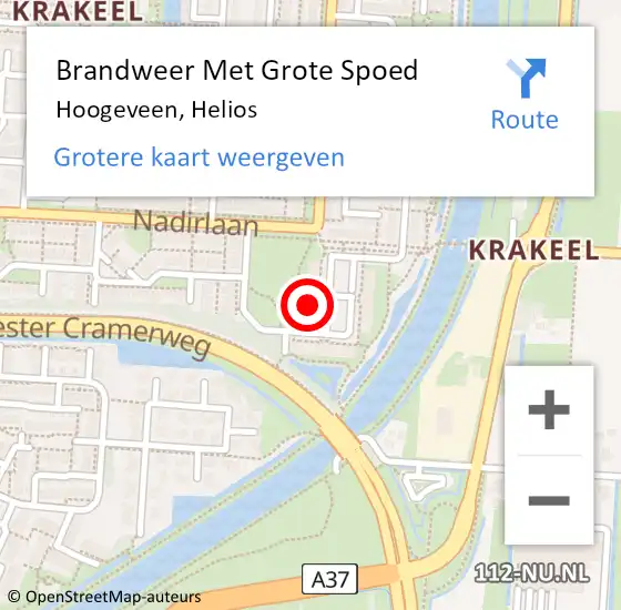 Locatie op kaart van de 112 melding: Brandweer Met Grote Spoed Naar Hoogeveen, Helios op 17 augustus 2021 04:48