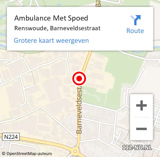 Locatie op kaart van de 112 melding: Ambulance Met Spoed Naar Renswoude, Barneveldsestraat op 17 augustus 2021 05:03