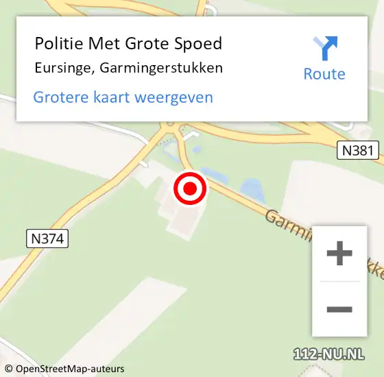 Locatie op kaart van de 112 melding: Politie Met Grote Spoed Naar Eursinge, Garmingerstukken op 17 augustus 2021 08:05