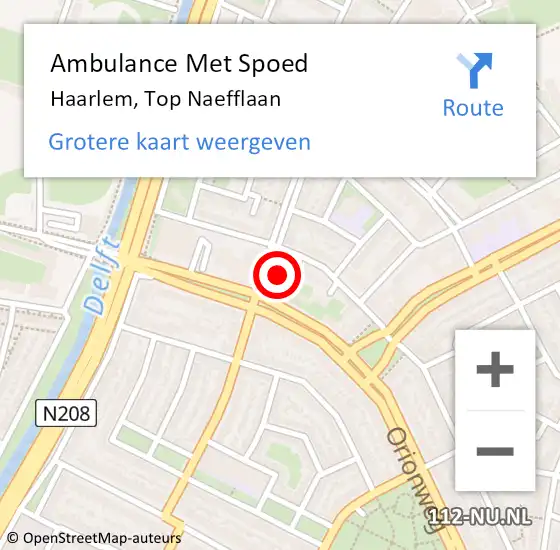 Locatie op kaart van de 112 melding: Ambulance Met Spoed Naar Haarlem, Top Naefflaan op 17 augustus 2021 08:21