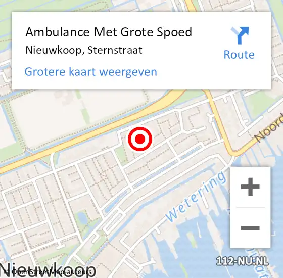 Locatie op kaart van de 112 melding: Ambulance Met Grote Spoed Naar Nieuwkoop, Sternstraat op 17 augustus 2021 08:29