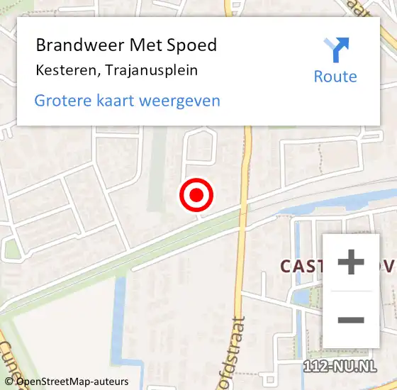 Locatie op kaart van de 112 melding: Brandweer Met Spoed Naar Kesteren, Trajanusplein op 17 augustus 2021 10:00