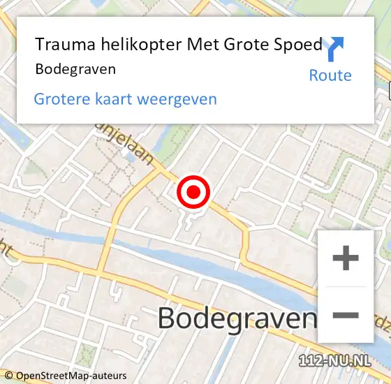 Locatie op kaart van de 112 melding: Trauma helikopter Met Grote Spoed Naar Bodegraven op 17 augustus 2021 10:13