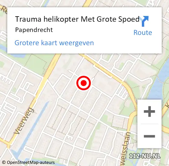 Locatie op kaart van de 112 melding: Trauma helikopter Met Grote Spoed Naar Papendrecht op 17 augustus 2021 11:24