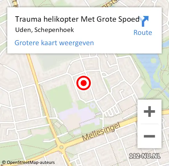 Locatie op kaart van de 112 melding: Trauma helikopter Met Grote Spoed Naar Uden, Schepenhoek op 17 augustus 2021 11:27