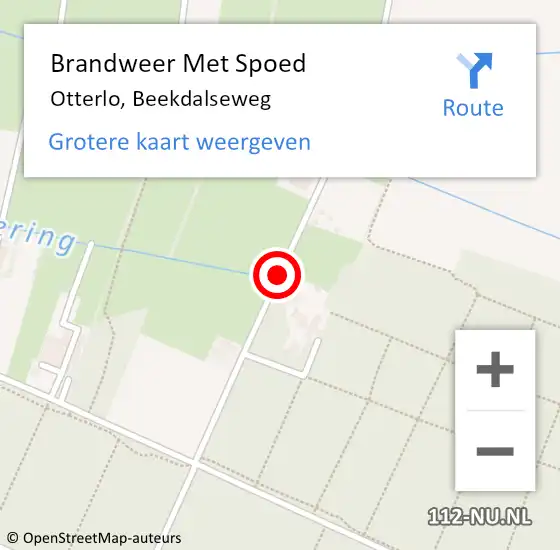 Locatie op kaart van de 112 melding: Brandweer Met Spoed Naar Otterlo, Beekdalseweg op 17 augustus 2021 11:38