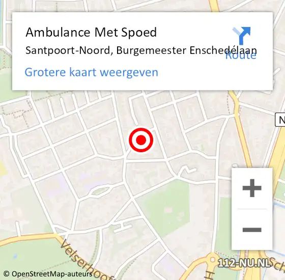 Locatie op kaart van de 112 melding: Ambulance Met Spoed Naar Santpoort-Noord, Burgemeester Enschedélaan op 17 augustus 2021 11:42