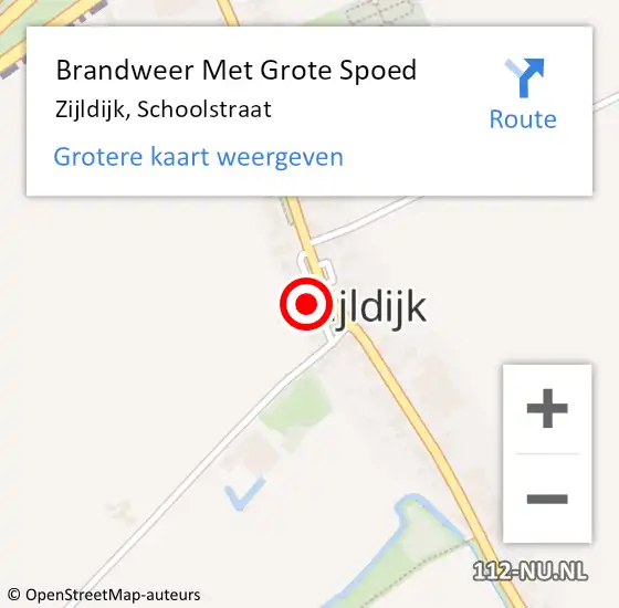 Locatie op kaart van de 112 melding: Brandweer Met Grote Spoed Naar Zijldijk, Schoolstraat op 17 augustus 2021 11:52