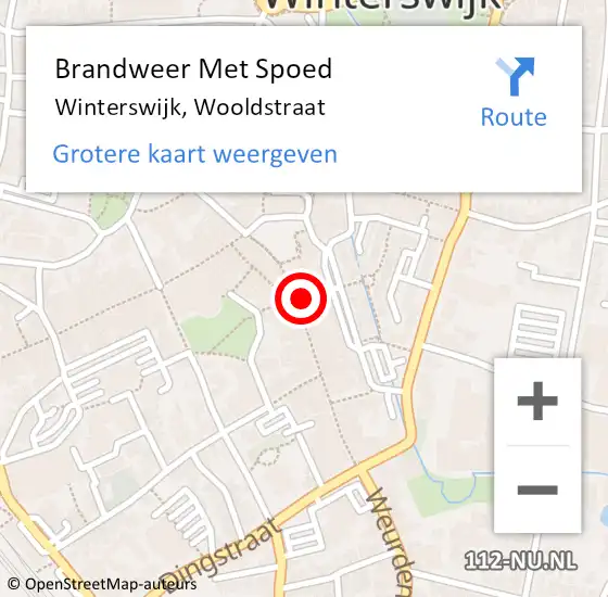 Locatie op kaart van de 112 melding: Brandweer Met Spoed Naar Winterswijk, Wooldstraat op 17 augustus 2021 11:58