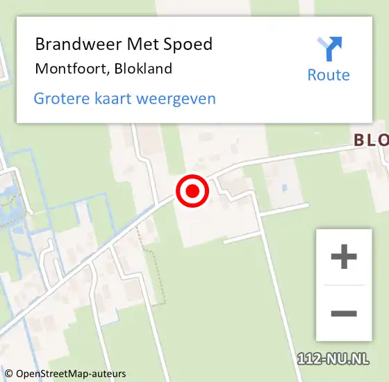 Locatie op kaart van de 112 melding: Brandweer Met Spoed Naar Montfoort, Blokland op 17 augustus 2021 12:02