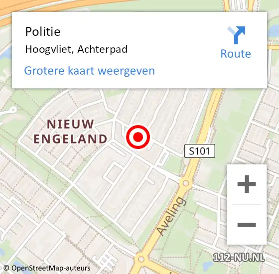 Locatie op kaart van de 112 melding: Politie Hoogvliet, Achterpad op 17 augustus 2021 12:19