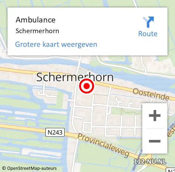 Locatie op kaart van de 112 melding: Ambulance Schermerhorn op 17 augustus 2021 12:49